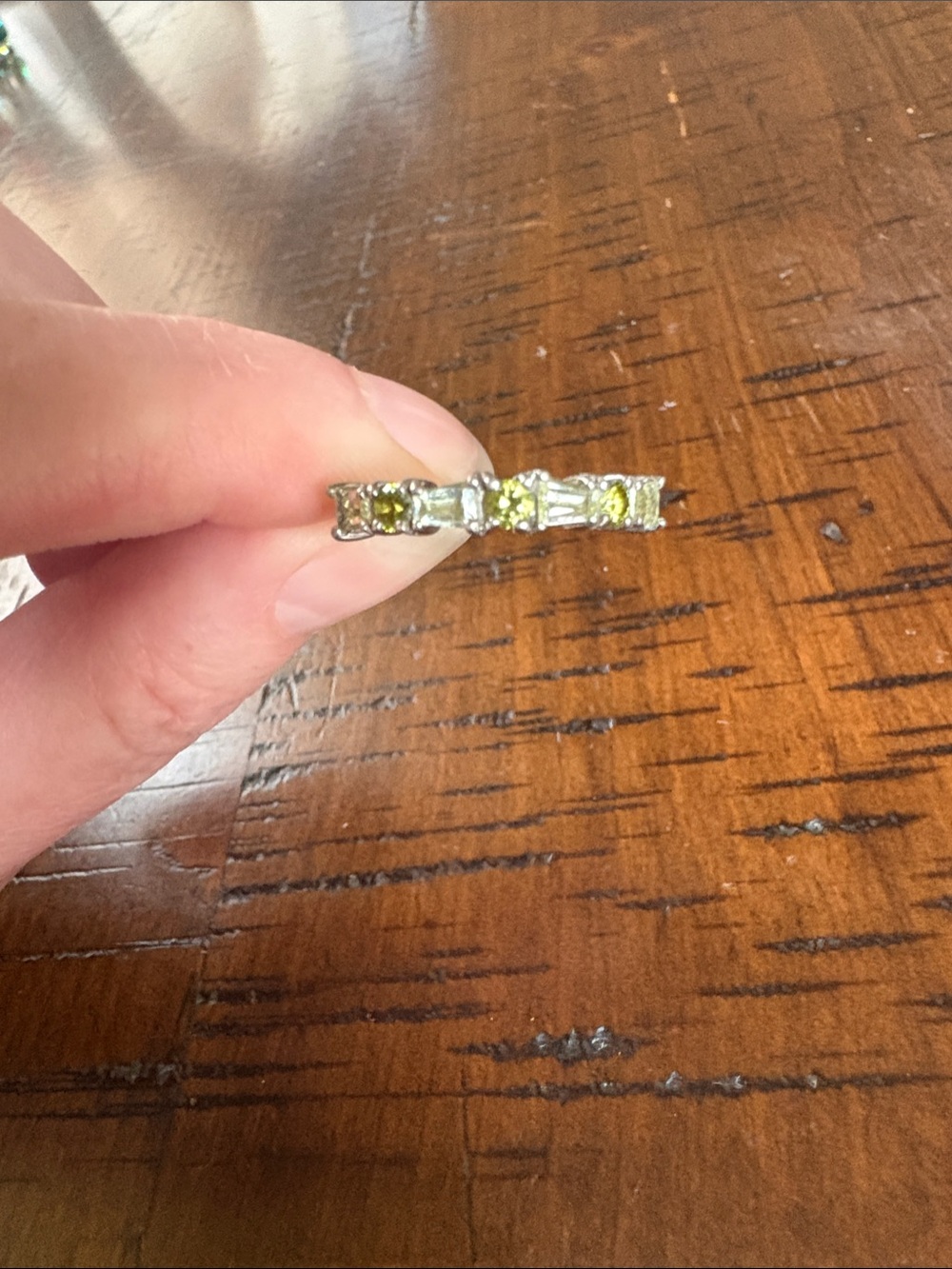 Sterling Silver Peridot Ring, size 7.